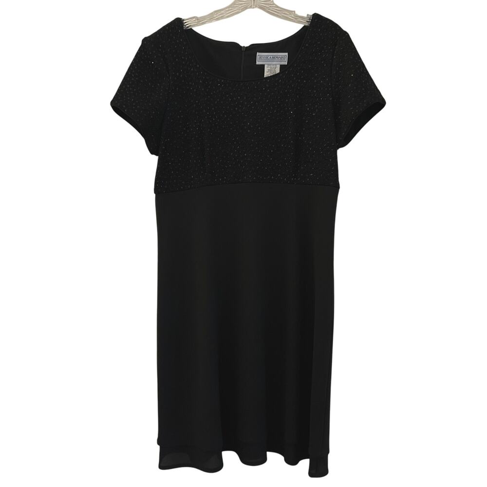 Jessica Howard Bling Black Dress Womens Size 14 Holiday Party New Years Sparkle